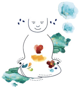 Illustration avec touches d'aquarelle "méditation olfactive" autour de l'Aromathérapie sensorielle