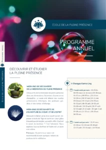 Mise en page Brochure PDF Programme avec graphisme méditation pleine présence et dharma