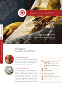 Mise en page Brochure PDF Programme avec graphisme méditation pleine présence et dharma